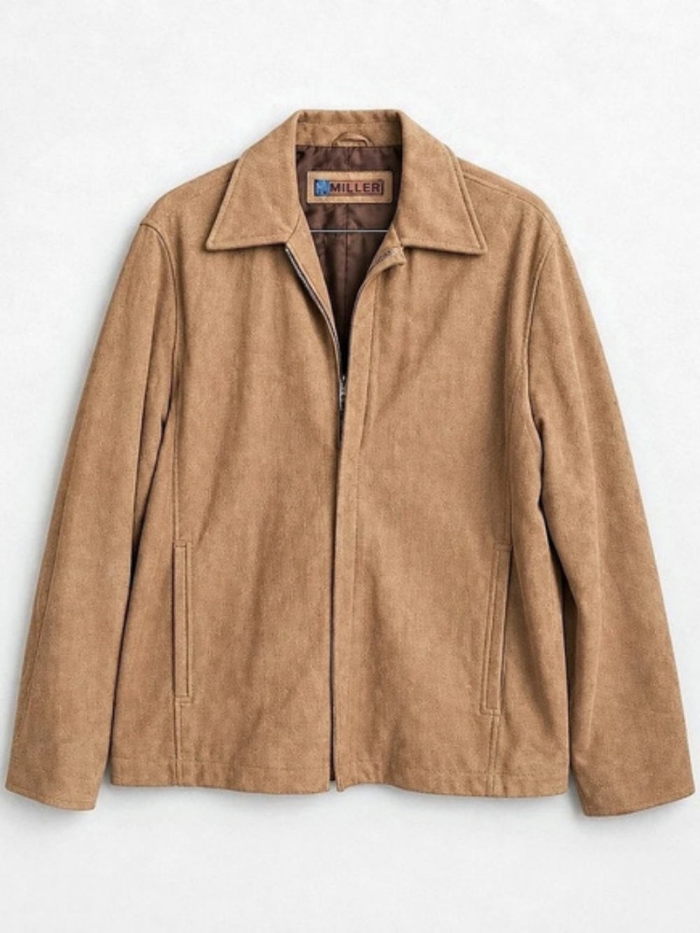 Nicole Miller Men's Brown Zip Leather Jacket